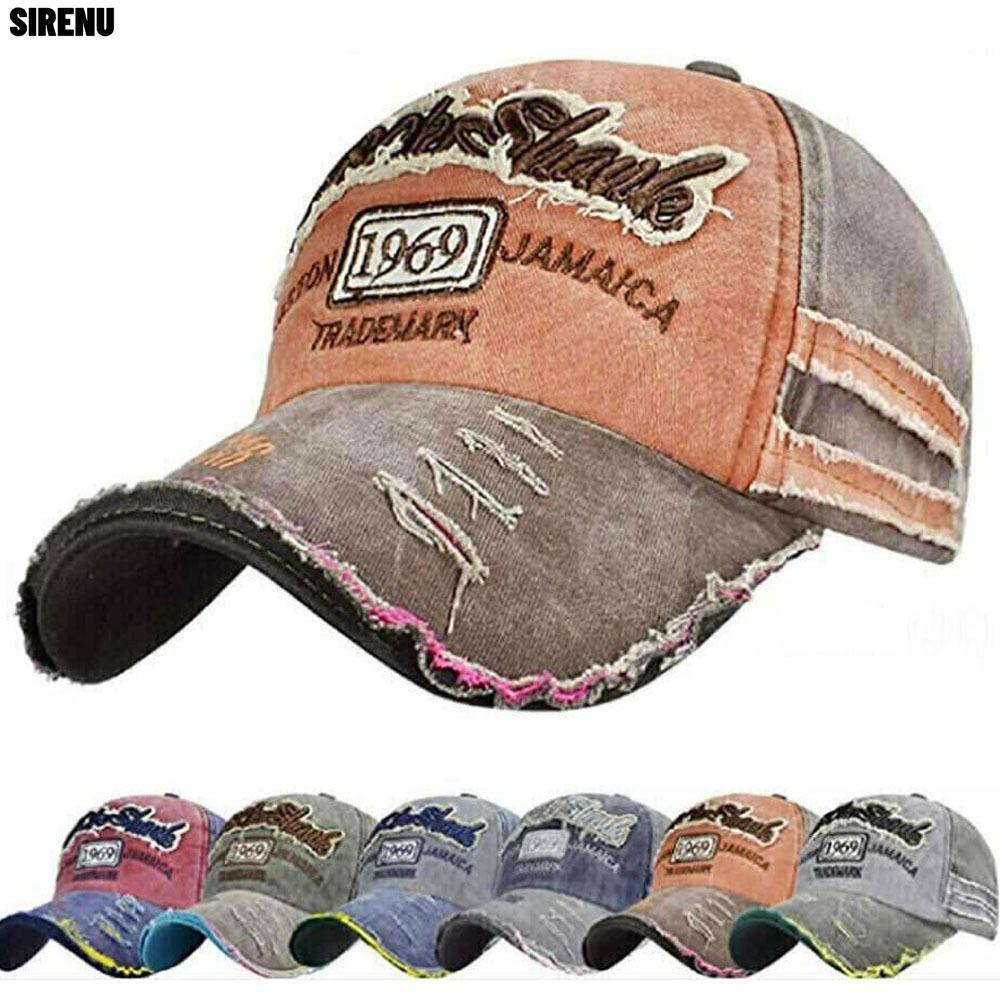 SIRENU Distressed Faded Cap ดีนิมซักให้ซีด สำหรับกีฬากลางแจ้ง