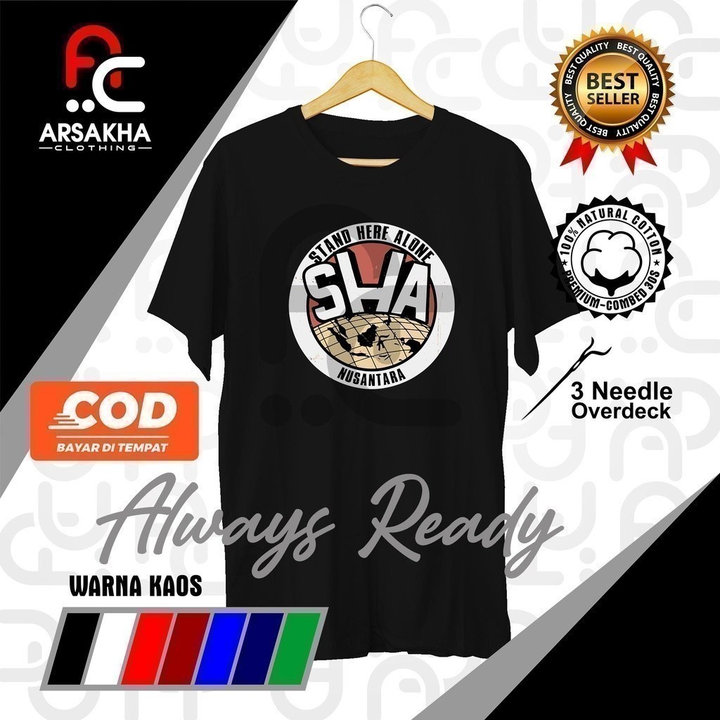 Kaos fashion 2025 SHA Stand Here Alone Musik Distro Combed 30S - เสื้อผ้า Arsakha