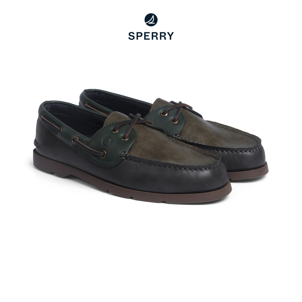 SPERRY LEEWARD 2-EYE TWO-TONE รองเท้าโบ๊ทชูส์ ผู้ชาย สีเขียว ( BOAT - STS26SS3F02006 )
