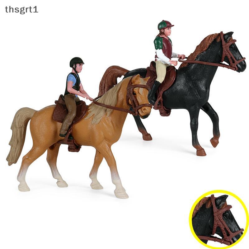 [TG1] จําลองสัตว์ Horse racing Models Action Toy Figures Solid Collection Model [TH]