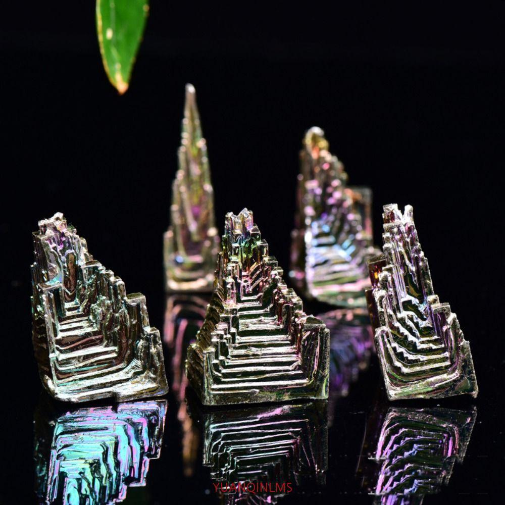 YUANQINLMS ธรรมชาติ Bismuth Mine, งานฝีมือหิน Handmade Castle Ore ตัวอย่าง, Bismuth Skyscraper แกะสลักที่ไม่ซ้ํากันหยาบแปลกหินเครื่องประดับการสอนตัวอย่าง