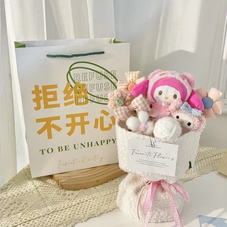 ตุ๊กตาช่อดอกไม้ น่ารัก ซินนาม่อนโรล แฮนด์เมด ของขวัญวันเกิด คริสต์มาส สําหรับแฟนสาว ถุงของขวัญ + ไฟสตริง