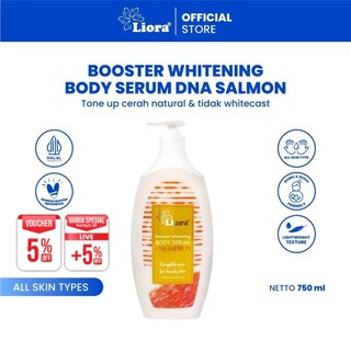 LIORA - Booster Whitening Body Serum DNA Salmon 750ml | Serum Mencerahkan Melembabkan Kulit Kering