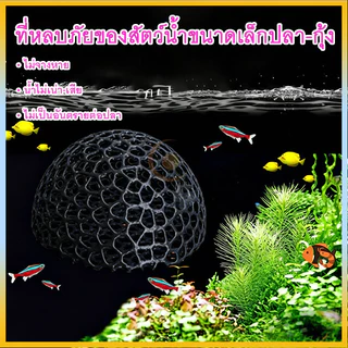 ที่ซ่อนตัวปลาเล็ก บ้านซ่อนปลาเล็กแบบโปร่ง ตกแต่งตู้ปลา สไตล์ธรรมชาติ วัสดุปลอดภัย ตกแต่งตู้ปลา สำหรับกุ้งดำ ลูกปลา