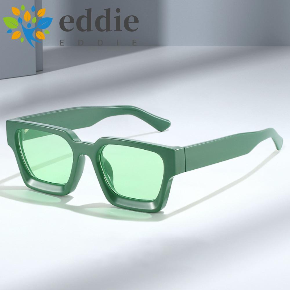EDIE กรอบแว่นตาทรงสี่เหลี่ยมขนาดใหญ่, แว่นกันแดดลายเสือดาวขากว้างหลากสี, ส่วนบุคคล Vintage Punk น้ําหนักเบาผู้ชาย UV400 แว่นตา