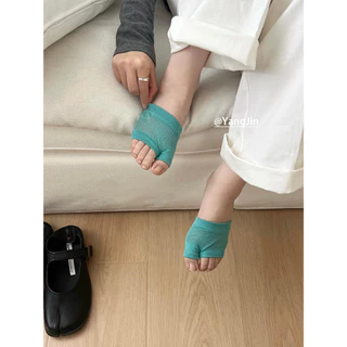ฤดูร้อนบางลูกอมสีตาข่ายกันลื่นระบายอากาศถุงเท้าไร้นิ้วเท้าผู้หญิง
