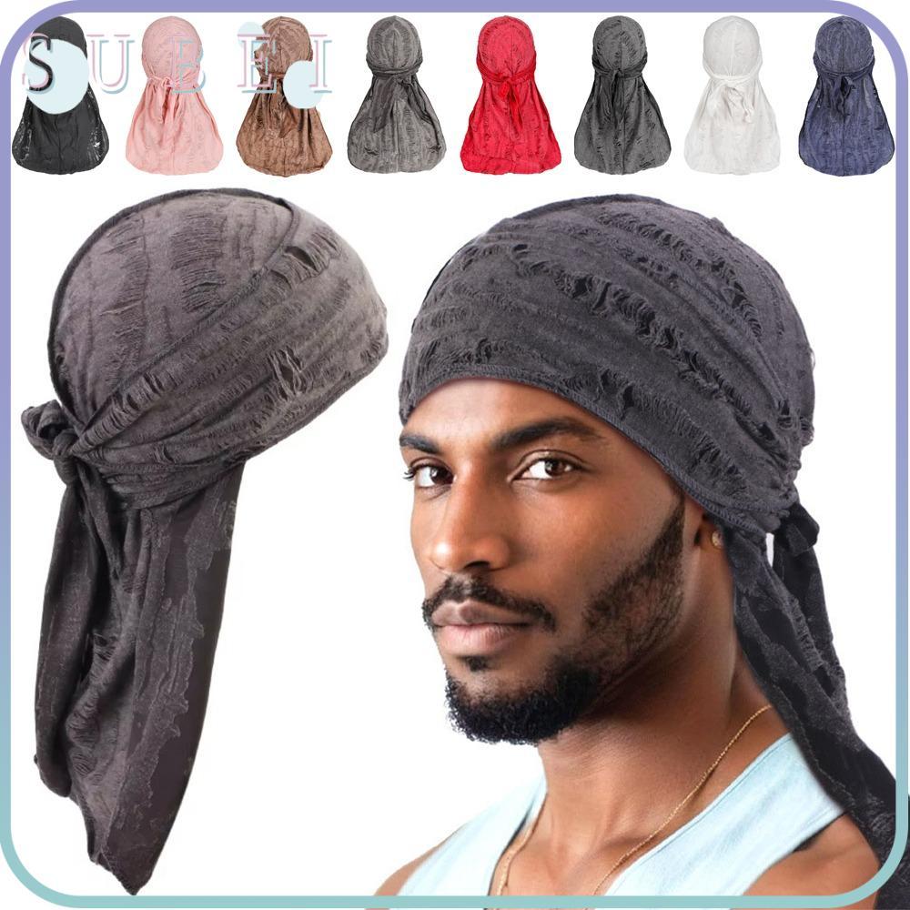 ผ้าโพกหัวฮิปฮอป SUKA, หมวกคาดศีรษะผ้าฝ้าย Durag, หมวกโจรสลัดหางยาววินเทจอินเทรนด์