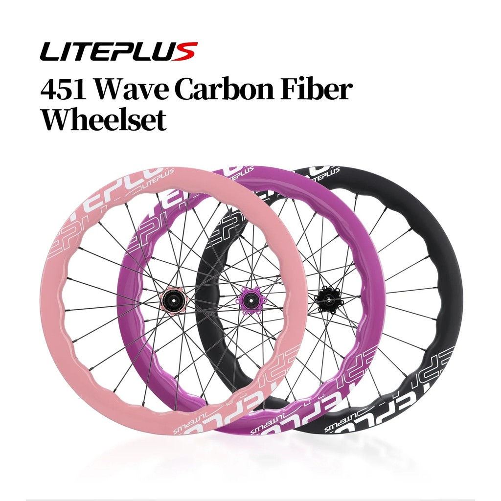 LITEPLUS 451 ชุดล้อจักรยานพับได้ 20 นิ้วคาร์บอนไฟเบอร์ล้อจักรยานด้านหน้า 2 ด้านหลัง 4 Beari