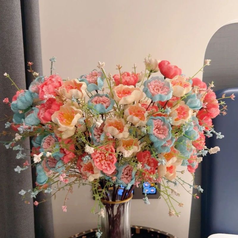 轻奢高档仿真花摆设杜鹃花假花客厅餐桌装饰花束花艺家居摆件品Simulated flowers, fake flowers, plastic flowers, decorative home decor