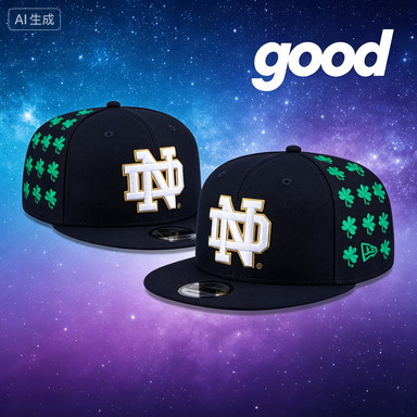 ผู้ชาย Notre Dame Fighting Irish สติกเกอร์หมวกกันน็อค 9FIFTY Snapback.-สีดําหลายสีปักป้องกันแสงแดดกล
