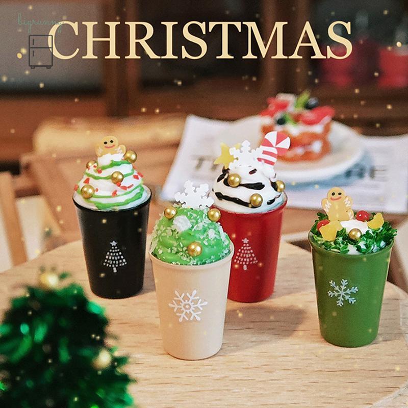 🎅เมอร์รี่คริสต์มาส🎄[BRN] 1/12 Dollhouse Christmas Latte Coffee Drink Cup Model Christmas Dollhouse M