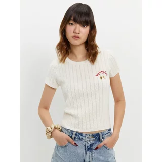 [Pomelo] เสื้อถักปักลาย / Embroidered Knit Top