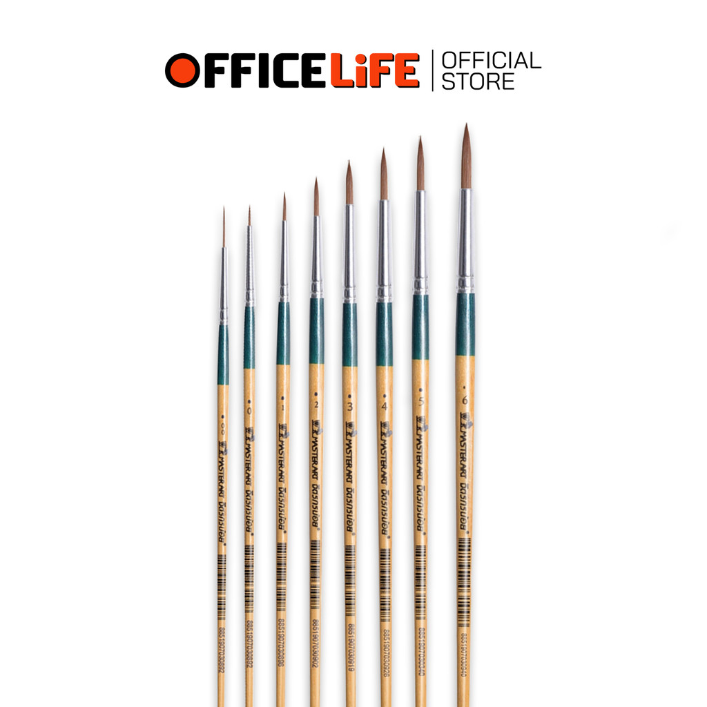 Masterart (มาสเตอร์อาร์ต) พู่กันสีน้ำ พู่กันกลม พู่กัน รุ่น จิตรกรน้อย เบอร์ 00 - 6 ( ชิ้น )