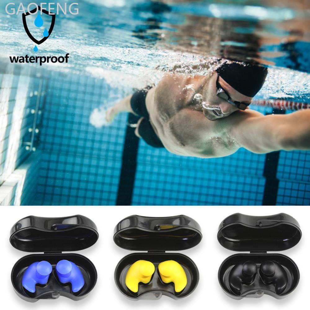 GAOFENG 1 คู่ดําน้ํากีฬาทางน้ําอุปกรณ์ว่ายน้ําพร้อมกล่องคอลเลกชันปลั๊กอุดหูกันน้ํานุ่มกันฝุ่นหูซิลิโ