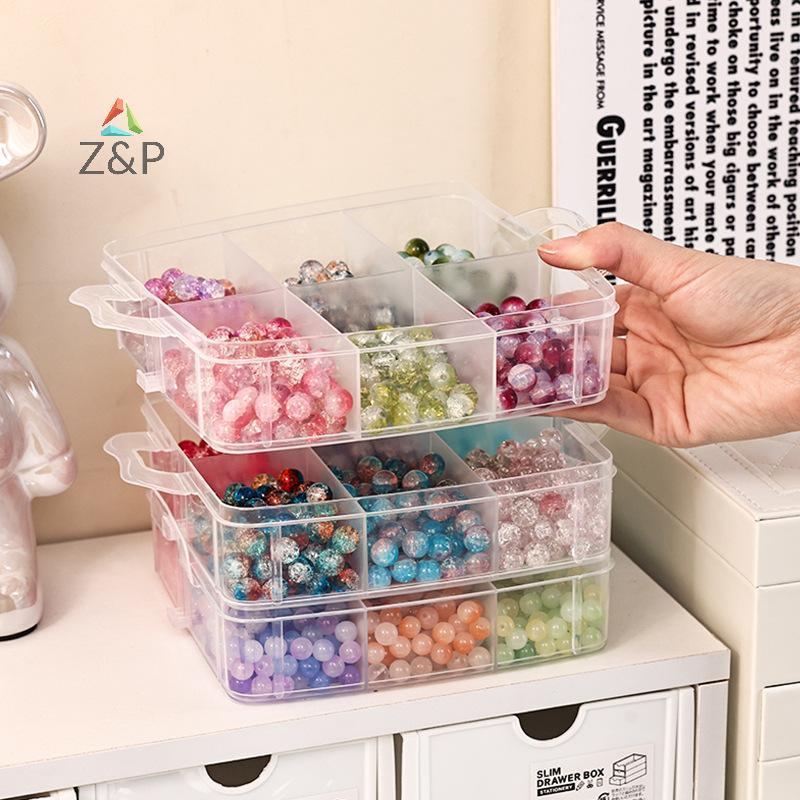 Z & P 1/2/3/4 ชั้นโปร่งใสปรับ Stackablepartment Slot กล่องเก็บพลาสติกสําหรับจัดระเบียบของเล่นเครื่อง
