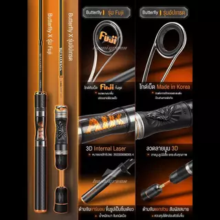 Hamigreen คันเบ็ดตกปลา คาร์บอนไฟเบอร์คันเบ็ด ตกปลา ไกด์ Fuji UL เบสเเละสปิ้น คันเบ็ด 5ft/6ft เบาพิเศษ