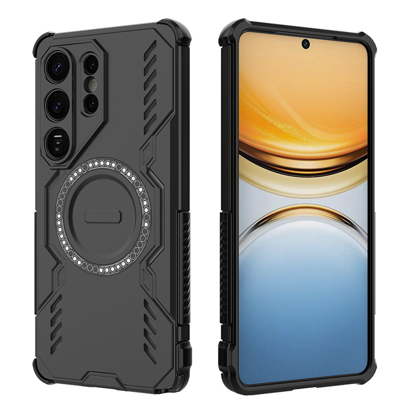 CasePower เคสที่ทนทานกลางแจ้งสําหรับ Samsung Galaxy S25 edge S26 S22 S23 Ultra Plus S24 FE แหวนแม่เหล็กการกระจายความร้อน TPU + PC Armor Anti-Fall การออกแบบกันกระแทกสําหรับเดินป่าและการเดินทาง
