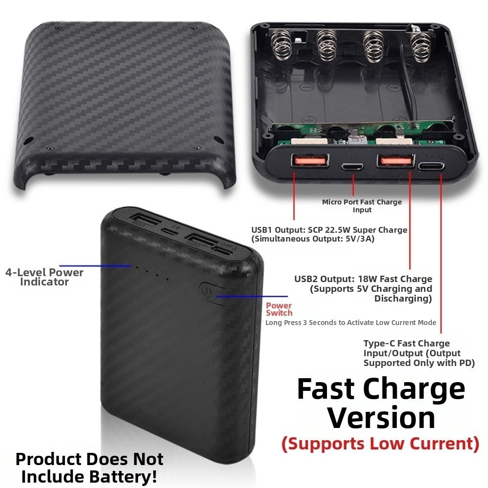 กล่อง Power Bank GALAYX, DIY 4 ช่อง 18650 Charger ,แบบพกพา Solderless Mini Fast CHARGING แหล่งจ่ายไฟที่อยู่อาศัยแบตเตอรี่ชาร์จ - รูปที่ 7