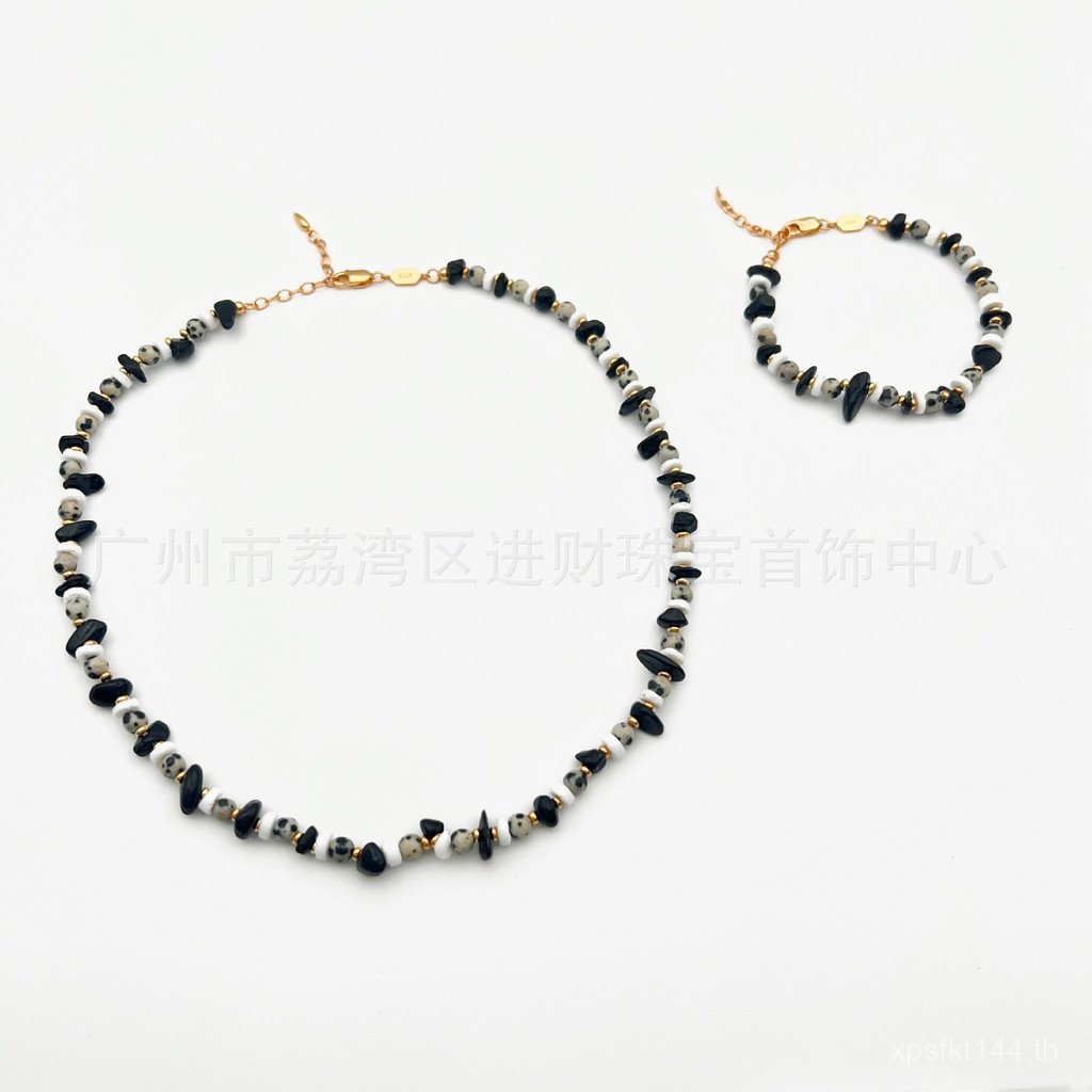 แนะนําผลิตภัณฑ์เดียว waki สร้อยคอ Overseas Blogger Spot Natural Bagel Black Tourmaline Hand Beaded S