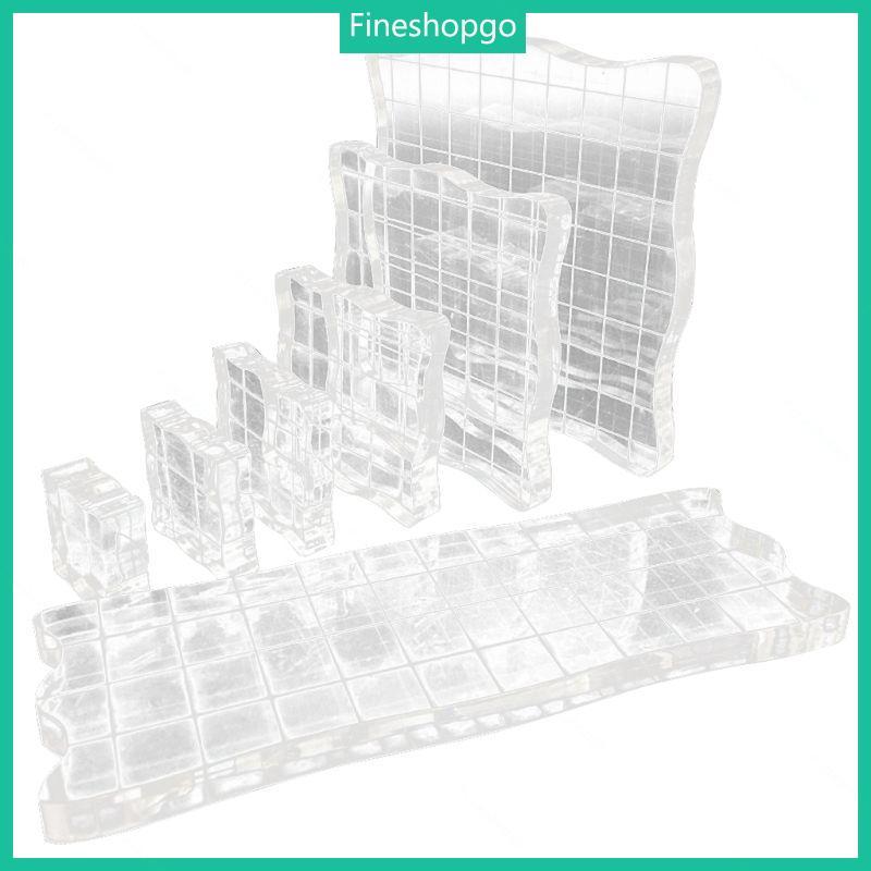 Fine 7 ชิ้นชุดอะคริลิคใสแสตมป์บล็อก Pad Scrapbooking DIY เครื่องมือทําด้วยมือ Curve Edges ปั๊ม