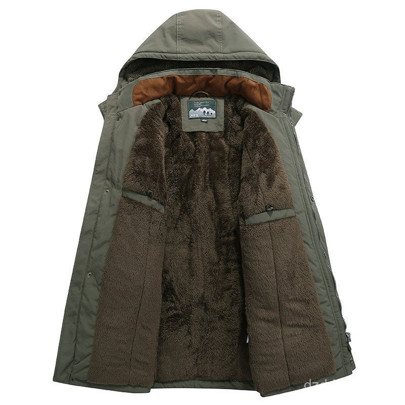 เสื้อแจ็คเก็ตผ้าฝ้ายหนา ผ้าฟลีซบุนวม ออกแบบให้ใส่สบายตลอดทั้งวัน มีกระเป๋าหลายช่อง และป้องกันลมหนาว - รูปที่ 3