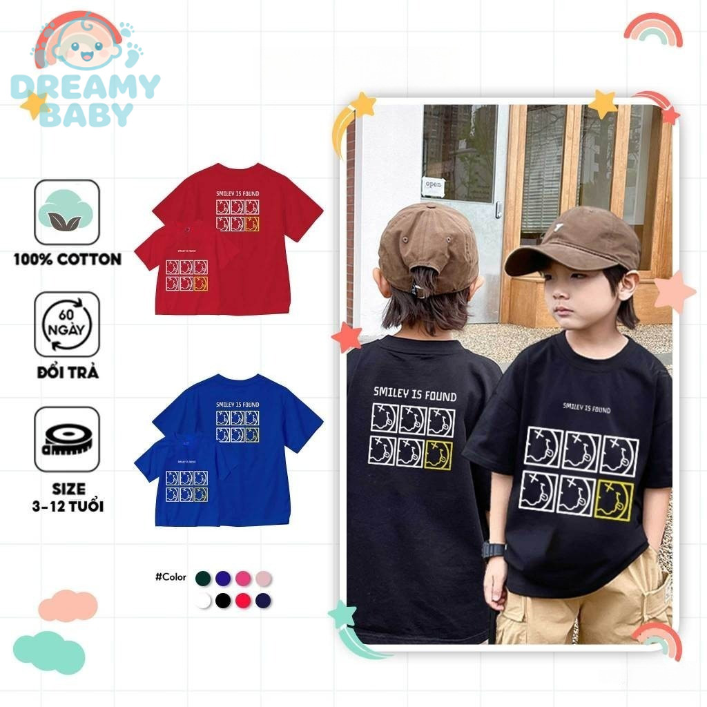 COD (Ho Chi Minh)DREAMY BABY เสื้อยืดเด็กผู้ชาย ทรงหลวม ผ้าคอตตอนเท่ๆ EED1008 ในงานศิลปะ