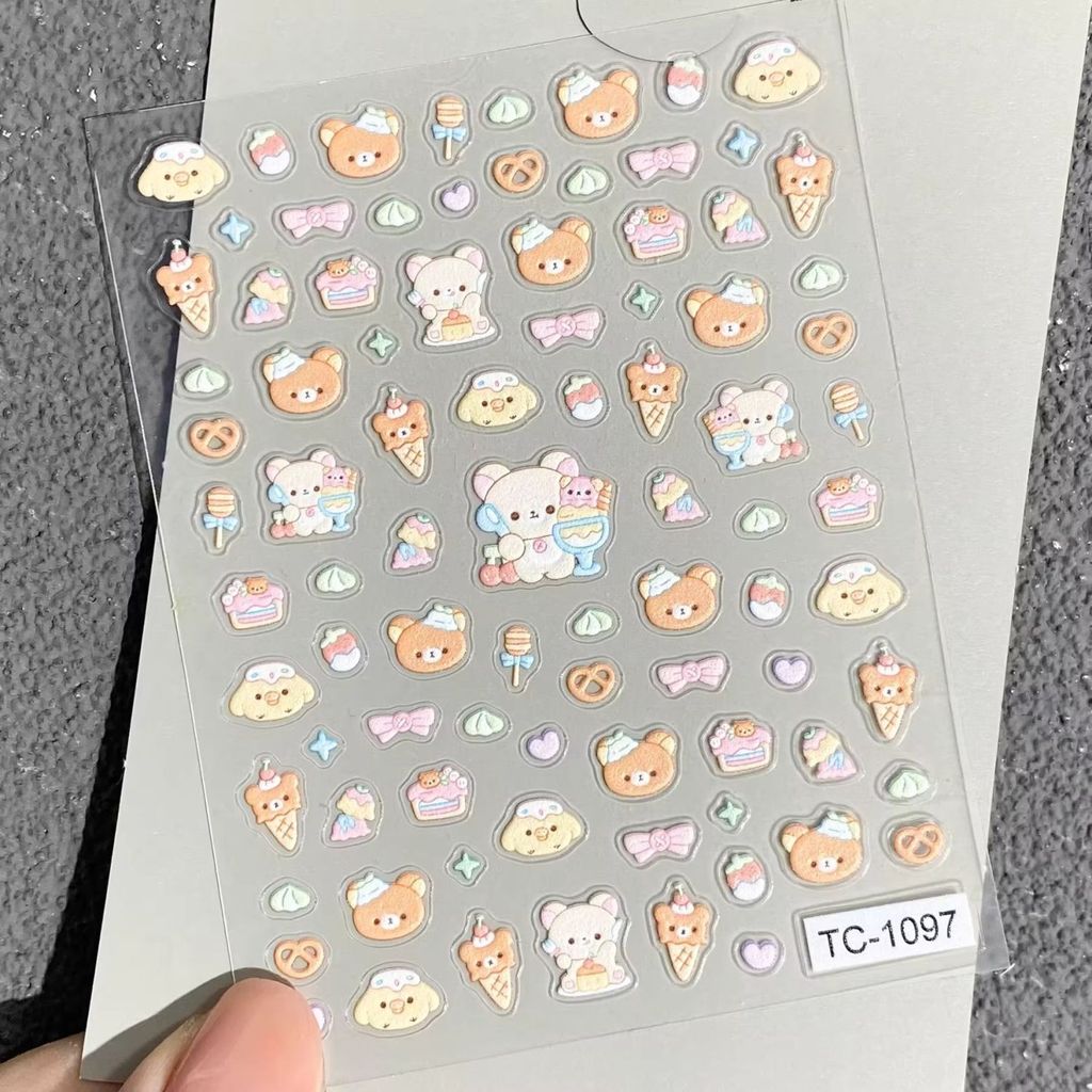 ใหม่น่ารักกรวย Rilakkuma นูนสติกเกอร์แต่งเล็บสามมิติไก่คุกกี้ diy ผู้ถือปากกาโทรศัพท์มือถือ ccd สติกเกอร์
