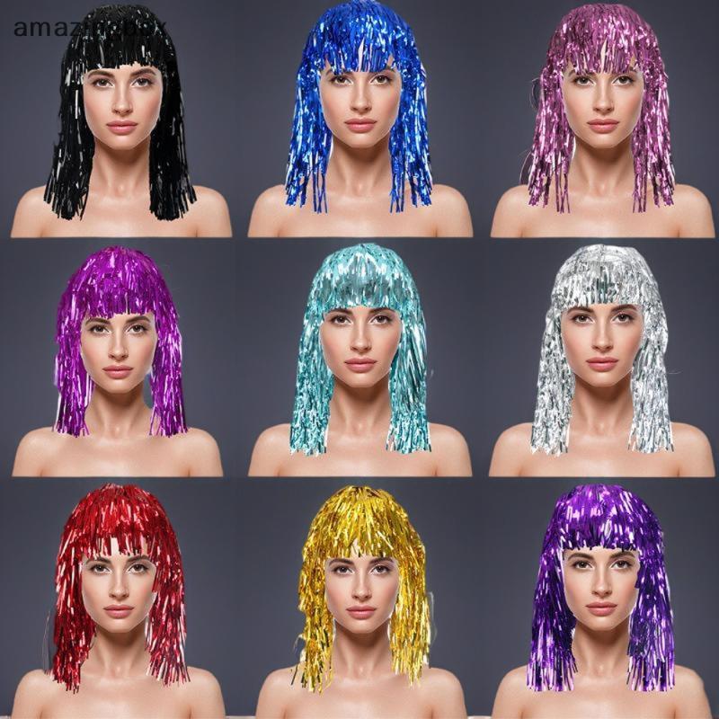 วิกเงางามแบบ Tinsel สำหรับงานปาร์ตี้และคอสเพลย์ พร้อมอุปกรณ์เสริม foil tinsel และเครื่องประดับสำหรับ