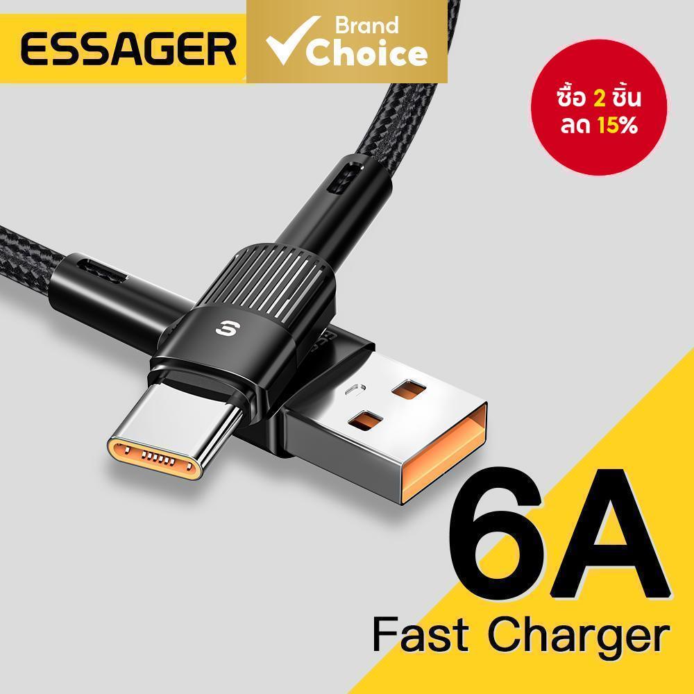 Essager สายชาร์จ USB C 6A 66W ชาร์จเร็ว สําหรับ Samsung Xiaomi Oppo Huawei mate 