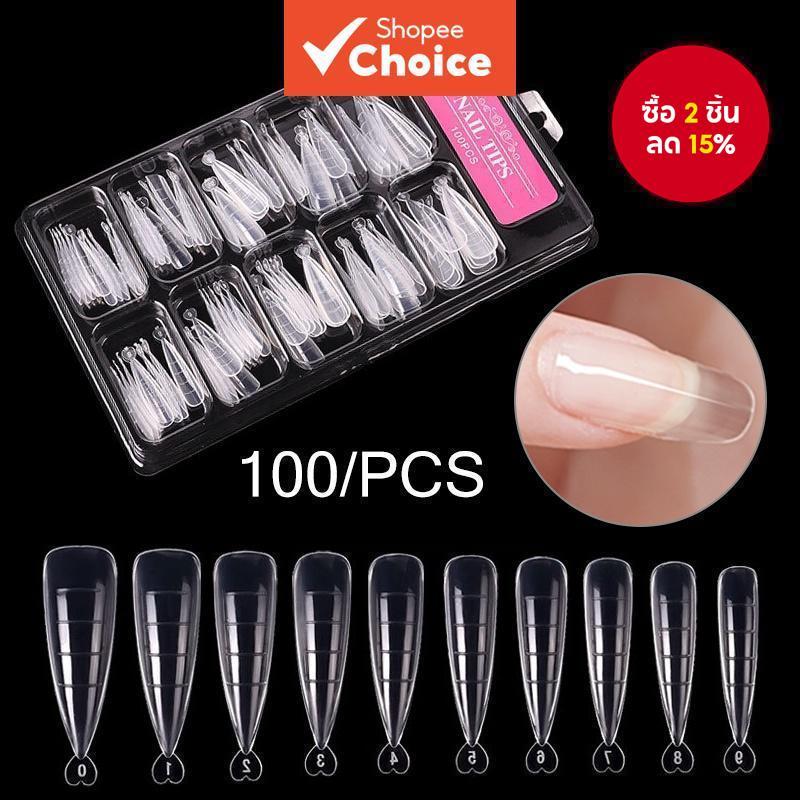 100ชิ้นเคล็ดลับต่อเล็บโพลีเจลเล็บแม่พิมพ์เคล็ดลับอะคริลิเท็จ