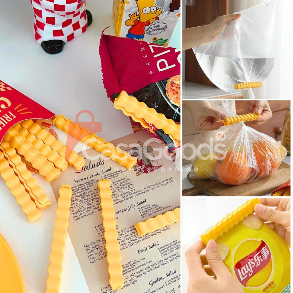 ที่หนีบถุงเฟรนฟาย12ชิ้น/กล่อง+แม่เหล็กติดตู้เย็น คลิปปิดถุง คลิปหนีบถุงขนม  ที่ปิดปากถุง ถนอมอาหาร - รูปที่ 5