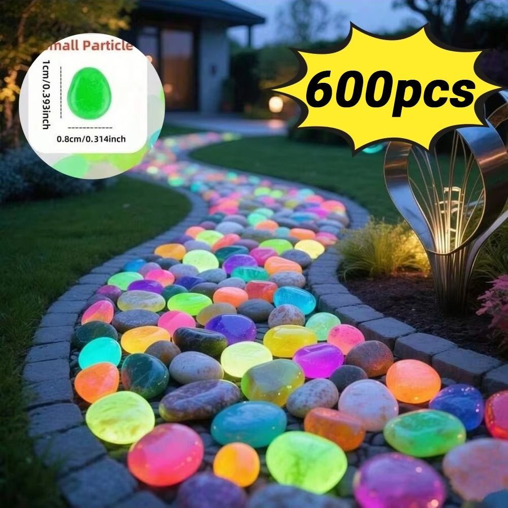 DANESTZ 600 ชิ้นเรืองแสงใน Dark Pebble, มินิเรซิ่นตู้ปลาหินเรืองแสง, ติดทนนานที่มีสีสัน 1 ซม. ผลเรืองแสงหินตกแต่งตู้ปลาตกแต่งบ้าน ราคา ถูกที่สุด ดีลบีเคเค แกลเลอรีภาพที่ 6