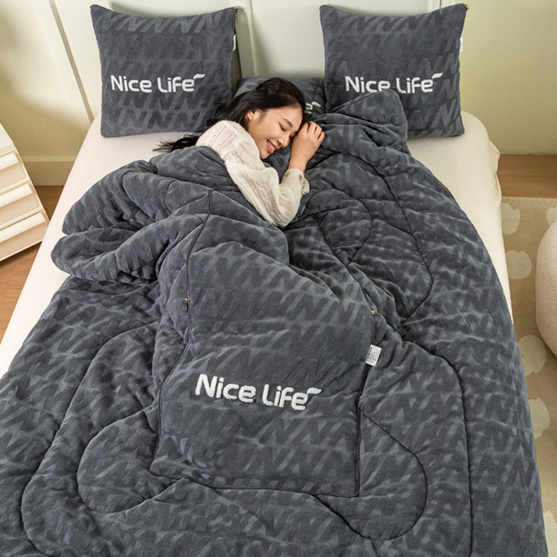 ฤดูหนาวหนาหนักนมขนแกะหมอนผ้านวม คู่-ใช้สองในหนึ่งรถหมอนสํานักงาน งีบหลับ ผ้าห่มใหม่ค ^ 8x6ข