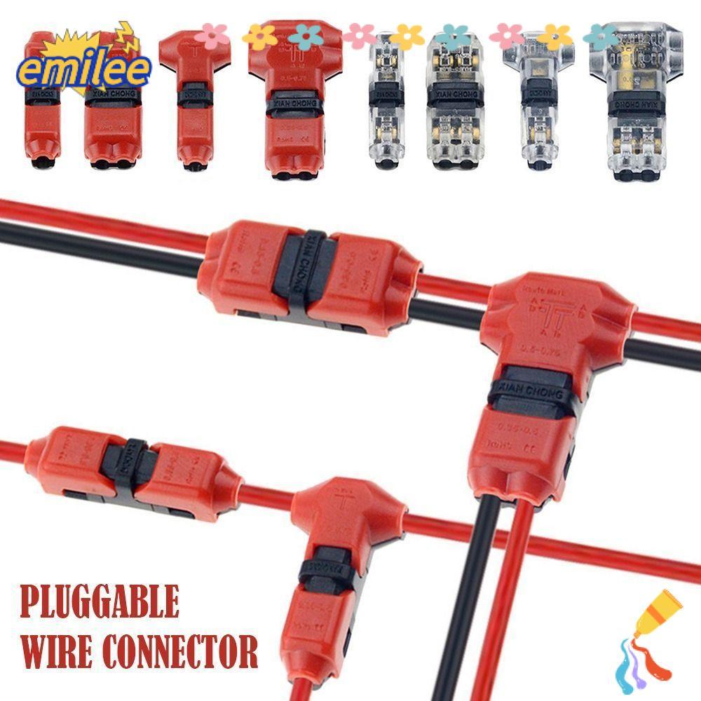 EMILEE 1 ชิ้นสายไฟ Crimp,สําหรับสายไฟ 8-22AWG Pluggable Wire Connector, รถเชื่อมต่อสาย Strip 2Pin Te