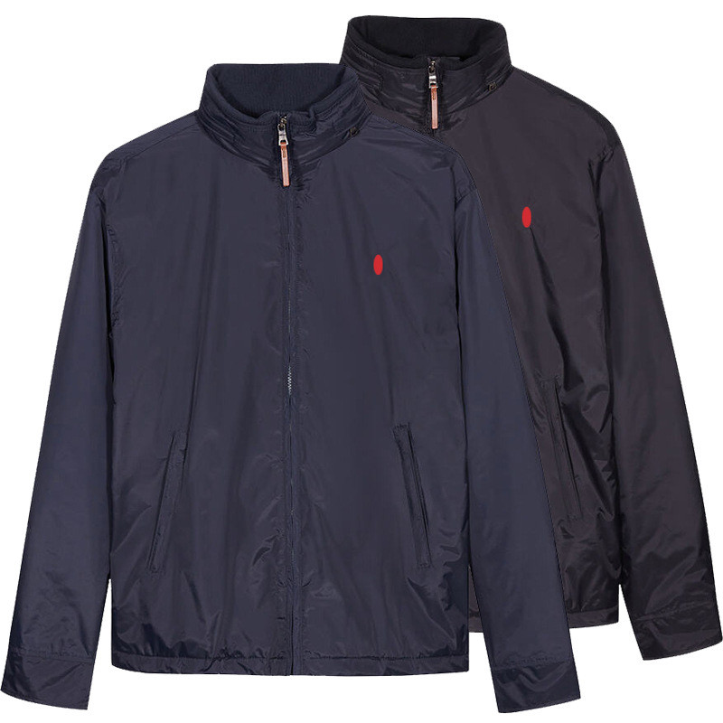 A7KV Ralp*-La***n Autumn Winter Men's Jacket Fleece Lined Cotton Padded Business Casual Stand Collar