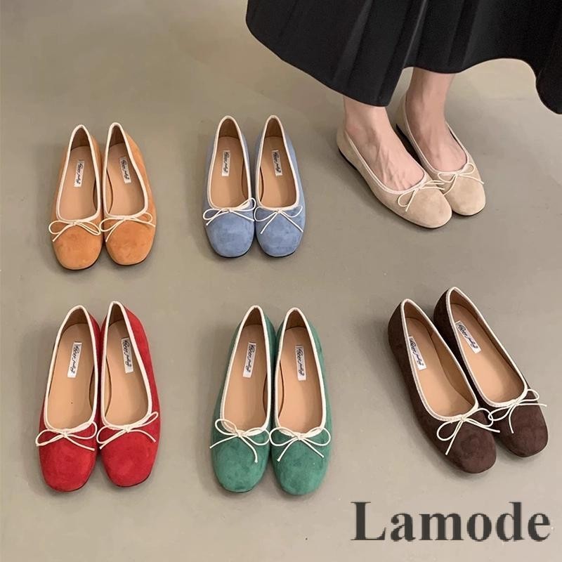 JA1 LamodeWomens Plus Size Flat Shoes Pointed Single Shoes 2024 รองเท้าผู้หญิงใหม่ปากตื้นรองเท้า