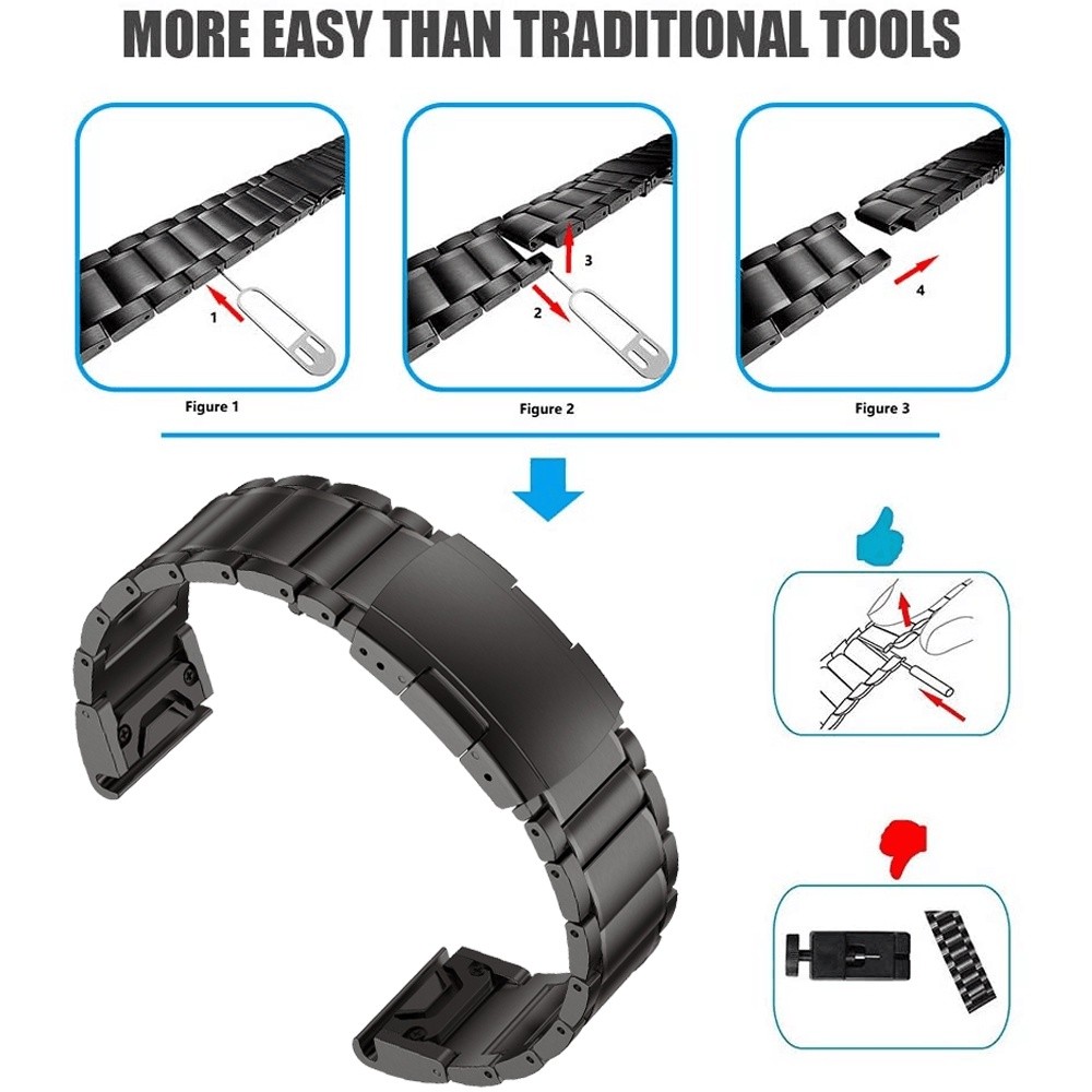 สายไทเทเนียม สําหรับ Garmin Fenix 8 47 51 E 7 7X 6 6X pro 5 5X Plus 3 Epix Enduro 3 2 Forerunner 970 965 Titanium strap - รูปที่ 4