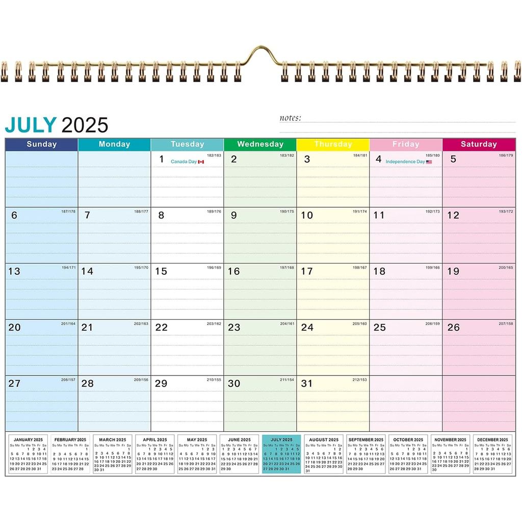 ปฏิทินติดผนัง Kyweel 2025-2026 กรกฎาคม 2025-December 2026, 15" x 12" ไฮไลท์วันหยุด ปฏิทินวางแผน กระด