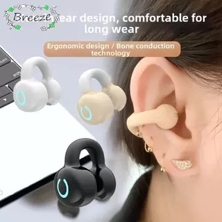 BREEZE หูฟังคลิปหู, Bone Conduction Single Ear General Bluetooth 5.3 หูฟัง, โทรยาวพิเศษอายุการใช้งานแบตเตอรี่ยาวนานคลิปชุดฟังไร้สาย Bluetooth สําหรับ