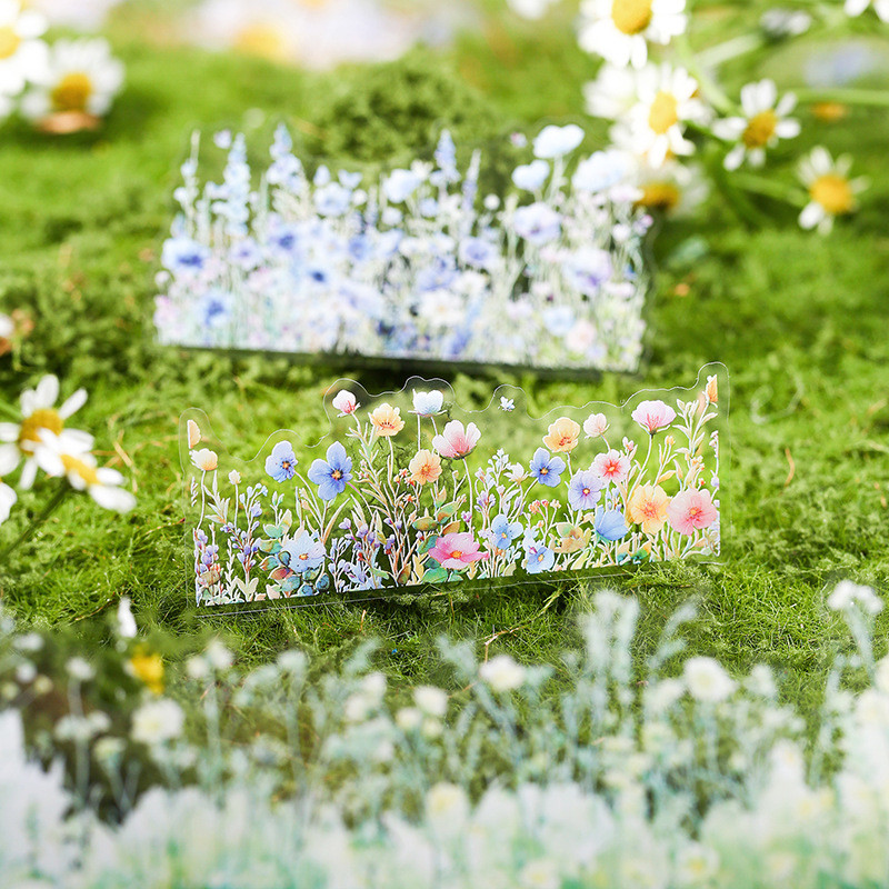 P PET Sticker Pack Secret Flower Language Series ดอกไม้ภูมิทัศน์ Collage Base ตกแต่ง 20 แผ่น
