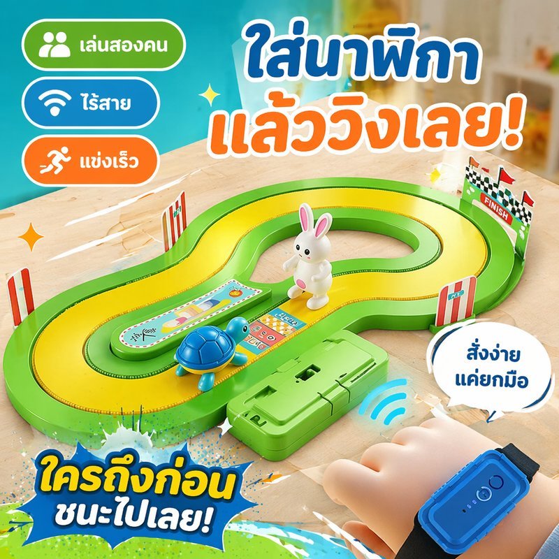 ของเล่นวิ่งแข่งไร้สาย เกมแข่งสองคน ของเล่นเด็ก ตรวจจับการเคลื่อนไหว รางคู่ ฝึกปฏิกิริยา