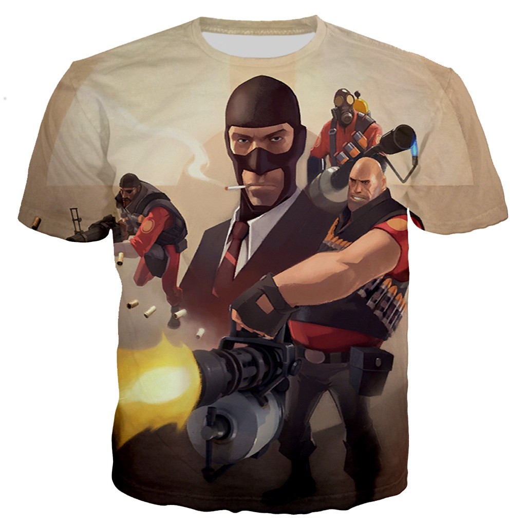 👕✨ใหม่ เสื้อยืดลําลอง แขนสั้น พิมพ์ลาย Team Fortress 2 3D สไตล์สตรีท แฟชั่นสําหรับผู้ชาย ผู้หญิง