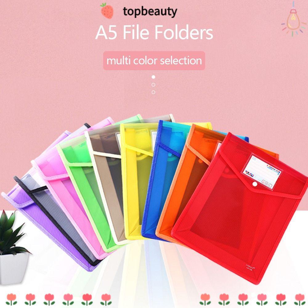 Topbeauty แฟ้ม A5 แฟ้มกระเป๋า PVC กันน้ําความจุขนาดใหญ่