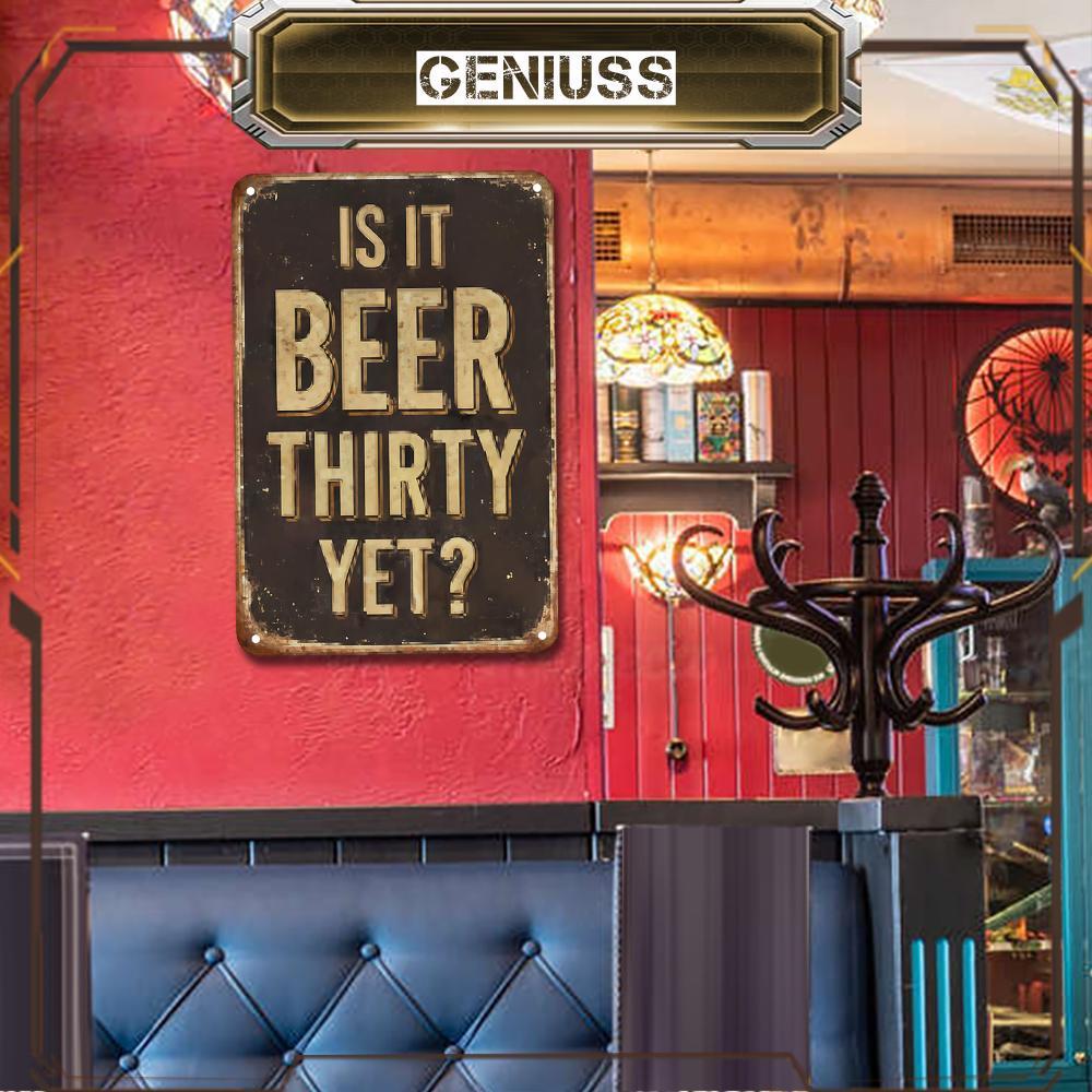 [geniuss.th] เบียร์ป้ายดีบุกโลหะวินเทจป้ายโลหะโล่สําหรับ Home Kitchen Bar Club ตกแต่ง 7.84x11.81 นิ้