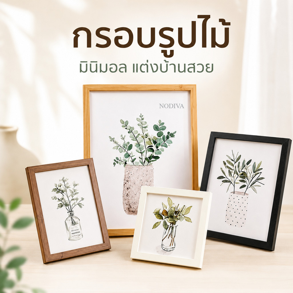 กรอบรูป 4x6 6x8 นิ้ว A4 สีขาว สีดำ กรอบรูปไม้ มินิมอล ตั้งโต๊ะ หูแขวนผนัง พร้อมส่ง