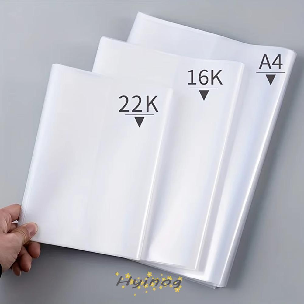 HYINOG 10PCS พลาสติกปกหนังสือ,กันน้ําปิดกาวในตัวโปร่งใสปกหนังสือ,อุปกรณ์เครื่องเขียน A4/16K/A5 สวมใส่หนังสือ PVC ฝาครอบป้องกัน