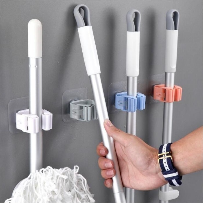 GANTUNGAN WHOLESALE ที่วางสติกเกอร์เครื่องมือ Clamp Hanger Handle Pole Broom Mop ร่ม Stick-on