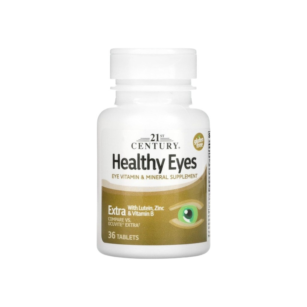 พร้อมส่ง 21st Century, Healthy Eyes, Extra With Lutein, Zinc & Vitamin B, 36 Tablets. 36เม็ด