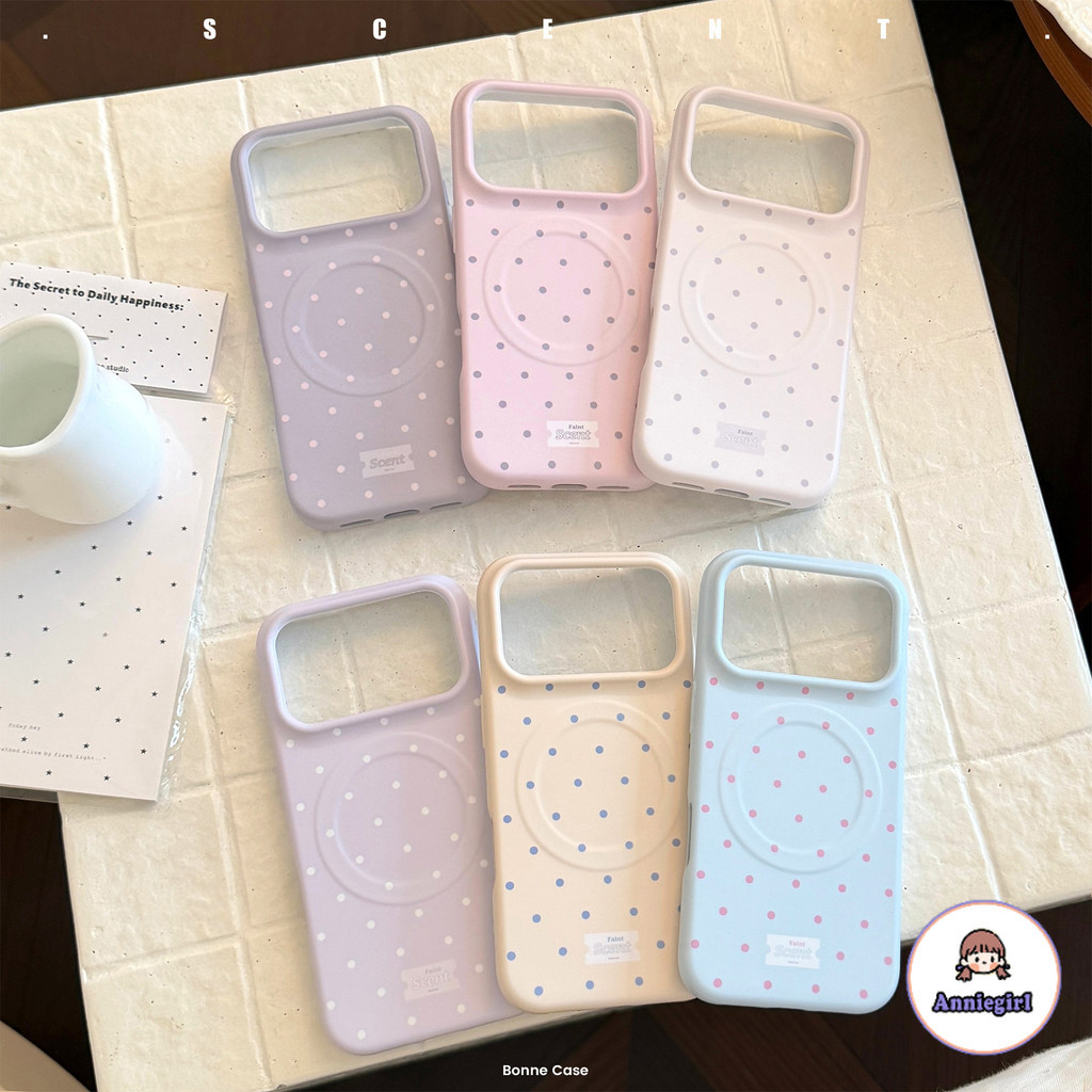 ฟิล์ม ผ้าฝ้ายนุ่มสีชมพูสีเทารูปแบบจุดเคสโทรศัพท์แม่เหล็กเข้ากันได้สําหรับ ไอโฟน 17 16 15 14 13 มือโปร สูงสุด บางน้ําหนักเบาป้องกันการตกกันกระแทกฝา