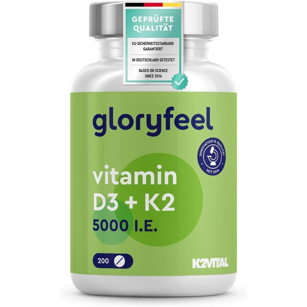 D3 K2 5000 IU (2+ ปี) พรีเมี่ยม: K2VITAL 99.7+% AllTrans 200μg K2 MK7 Dose 1 Tablet 5 Days No Additi